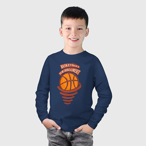 Детский лонгслив Баскетбольный турнир / Тёмно-синий – фото 3
