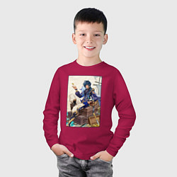 Лонгслив хлопковый детский Кэйа Геншин Импакт, цвет: маджента — фото 2