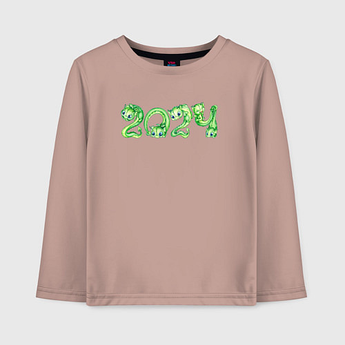 Детский лонгслив 2024 год дракона / Пыльно-розовый – фото 1