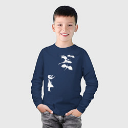 Лонгслив хлопковый детский Девочка и драконы, цвет: тёмно-синий — фото 2