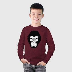 Лонгслив хлопковый детский Голова гориллы гравюра, цвет: меланж-бордовый — фото 2