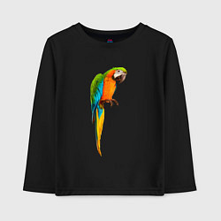 Лонгслив хлопковый детский Попугайчик интересно смотрит, цвет: черный