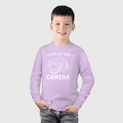 Лонгслив хлопковый детский Смотри в камеру, цвет: лаванда — фото 2