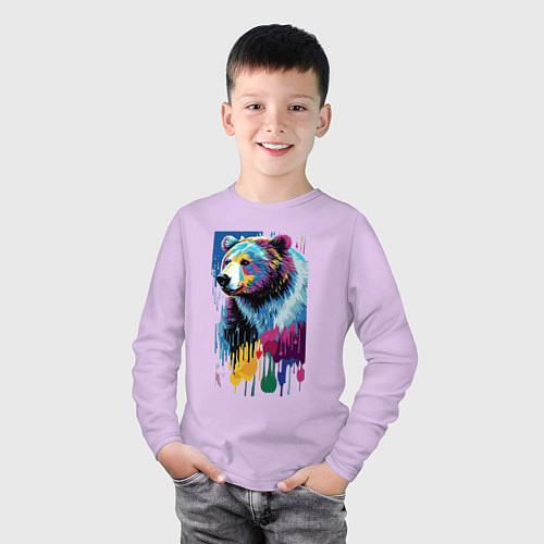 Детский лонгслив Color bear - painting - neural network / Лаванда – фото 3