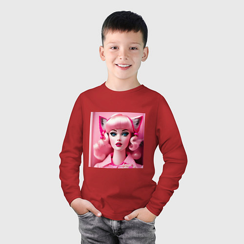 Детский лонгслив Barbie cat / Красный – фото 3