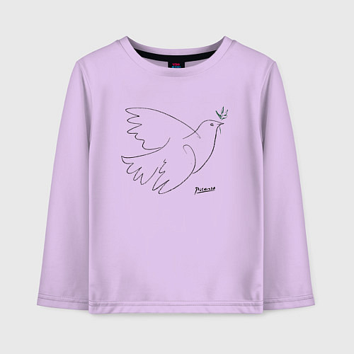 Детский лонгслив Пабло Пикассо - Голубь мира / Лаванда – фото 1