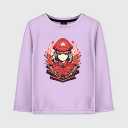 Лонгслив хлопковый детский СССР вайфу, цвет: лаванда