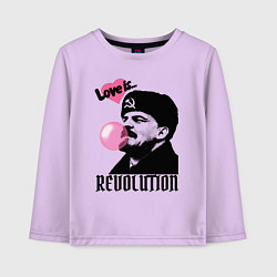 Лонгслив хлопковый детский Ленин любовь и революция, цвет: лаванда