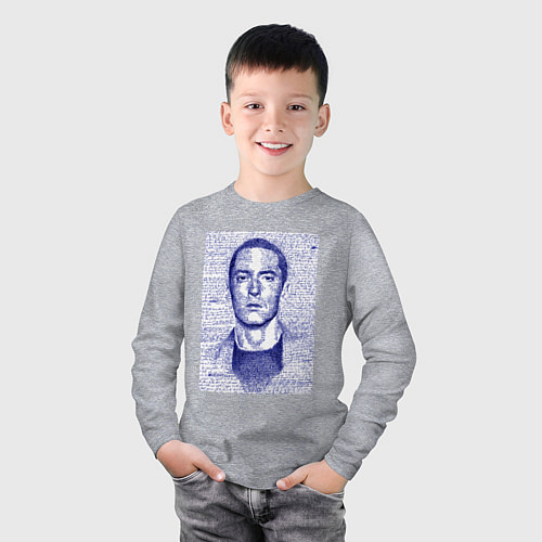 Детский лонгслив Text eminem / Меланж – фото 3