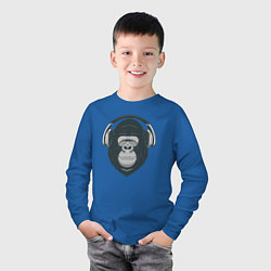 Лонгслив хлопковый детский Monkey music, цвет: синий — фото 2