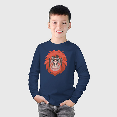 Детский лонгслив Orange monkey / Тёмно-синий – фото 3