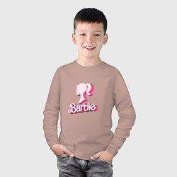 Лонгслив хлопковый детский Барби - объемная фигурка, цвет: пыльно-розовый — фото 2