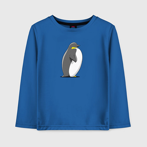 Детский лонгслив Мультяшный пингвин сбоку / Синий – фото 1