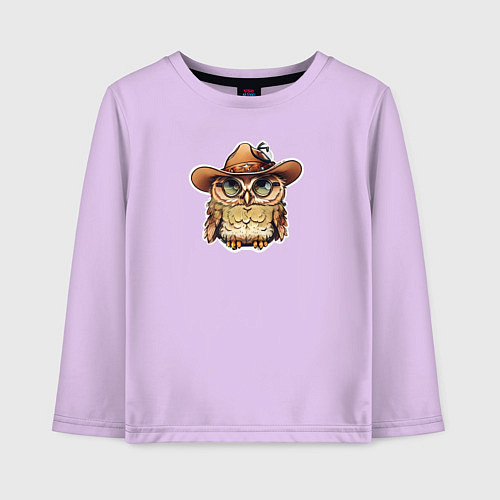 Детский лонгслив Мудрая сова в больших очках / Лаванда – фото 1
