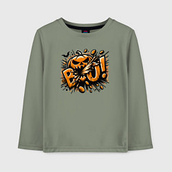 Лонгслив хлопковый детский Тыква хэллоуина, цвет: авокадо