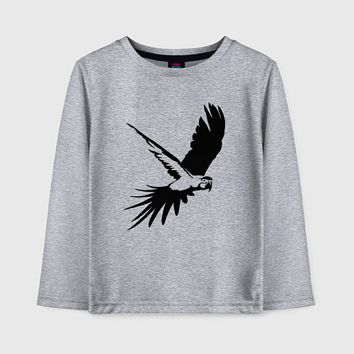 Детский лонгслив Попугай летит трафарет / Меланж – фото 1