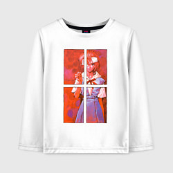 Лонгслив хлопковый детский Аянами разбитые зеркала, цвет: белый