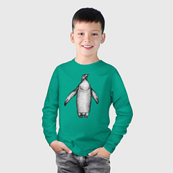Лонгслив хлопковый детский Пингвин штрихами, цвет: зеленый — фото 2