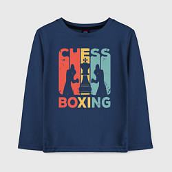 Лонгслив хлопковый детский Шахматный бокс, цвет: тёмно-синий