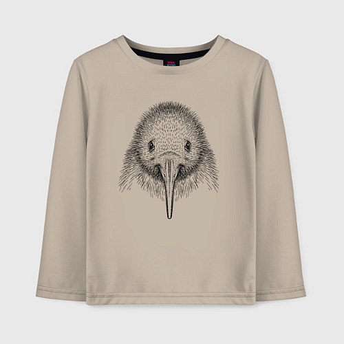 Детский лонгслив Птица киви анфас / Миндальный – фото 1