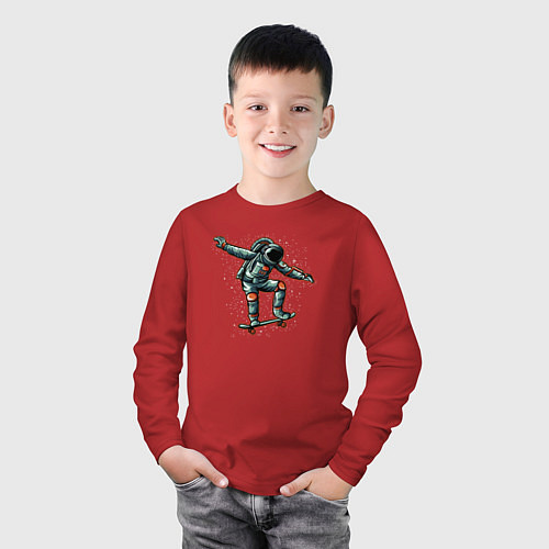 Детский лонгслив Космонавт скейтер / Красный – фото 3