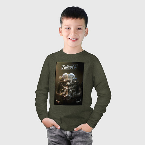 Детский лонгслив Fallout armour poster / Меланж-хаки – фото 3