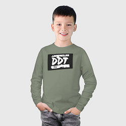 Лонгслив хлопковый детский ДДТ - логотип, цвет: авокадо — фото 2