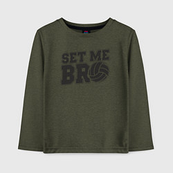 Лонгслив хлопковый детский Volleyball set me bro, цвет: меланж-хаки