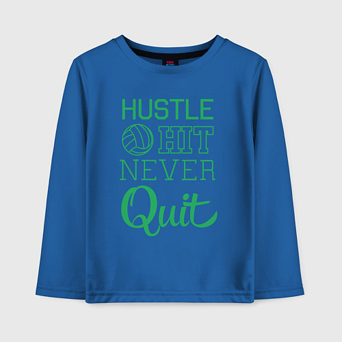 Детский лонгслив Hustle hit never quit / Синий – фото 1