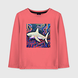 Лонгслив хлопковый детский Акула абстракция, цвет: коралловый