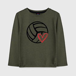 Лонгслив хлопковый детский Heart volleyball, цвет: меланж-хаки