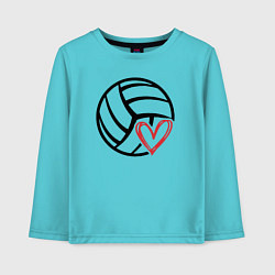 Лонгслив хлопковый детский Heart volleyball, цвет: бирюзовый