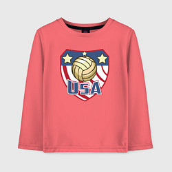 Лонгслив хлопковый детский США волейбол, цвет: коралловый