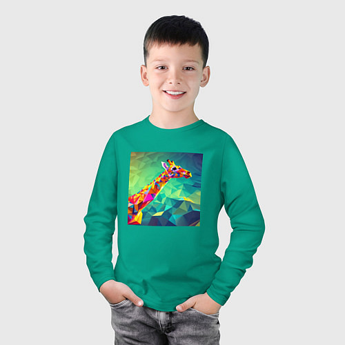 Детский лонгслив Жираф кубизм / Зеленый – фото 3