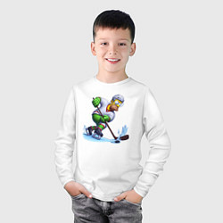 Лонгслив хлопковый детский Гомер Симпсон - крутой хоккеист, цвет: белый — фото 2