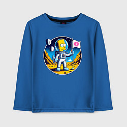 Лонгслив хлопковый детский Космонавт Барт Симпсон на другой планете, цвет: синий
