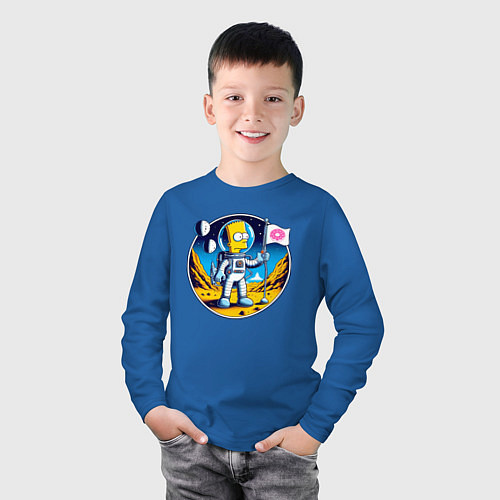 Детский лонгслив Космонавт Барт Симпсон на другой планете / Синий – фото 3