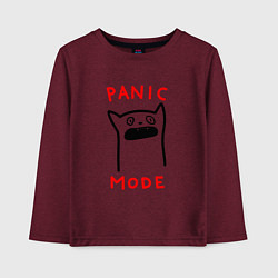 Лонгслив хлопковый детский Panic mode - котик, цвет: меланж-бордовый