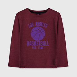 Лонгслив хлопковый детский Basketball Los Angeles, цвет: меланж-бордовый