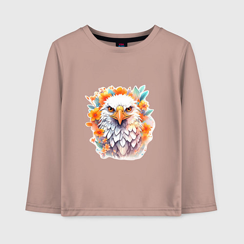 Детский лонгслив Орел в цветах / Пыльно-розовый – фото 1