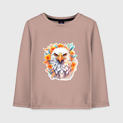 Лонгслив хлопковый детский Орел в цветах, цвет: пыльно-розовый