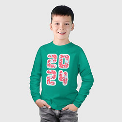 Лонгслив хлопковый детский Цифры 2024 со снежинками, цвет: зеленый — фото 2