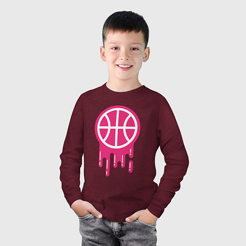 Детский лонгслив Pink basketball / Меланж-бордовый – фото 3