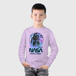 Лонгслив хлопковый детский Космонавт nasa, цвет: лаванда — фото 2