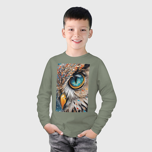 Детский лонгслив Глаз совы - нейросеть / Авокадо – фото 3