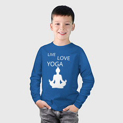 Лонгслив хлопковый детский Йога - жизнь - любовь, цвет: синий — фото 2