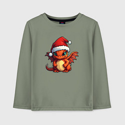 Лонгслив хлопковый детский Дракон лазурный искорка, цвет: авокадо