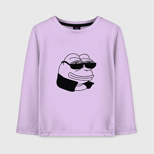 Детский лонгслив Лягушонок пепе в очках мем / Лаванда – фото 1