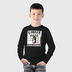 Лонгслив хлопковый детский Пингвин программист системы линукс, цвет: черный — фото 2
