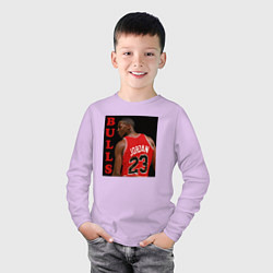 Лонгслив хлопковый детский Bulls Jordan, цвет: лаванда — фото 2